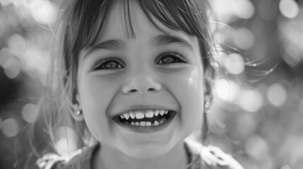 Wall Mural - Joyful child outdoors, nature background with lens flare.