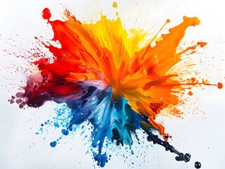 Colorful paint explosion on a white background creating vibrant abstract art