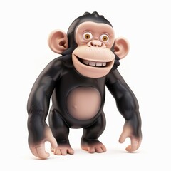 Canvas Print - figurine of a chimpanzee  in 3D style on a white background
