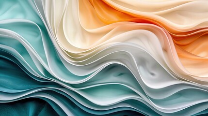 Wall Mural -   An abstract background with a wavy pattern in shades of blue, orange, yellow, and white