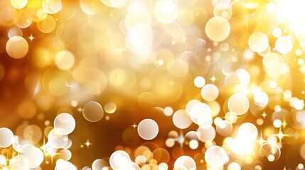 Wall Mural -    a golden and white background with soft bokeh and shining stars