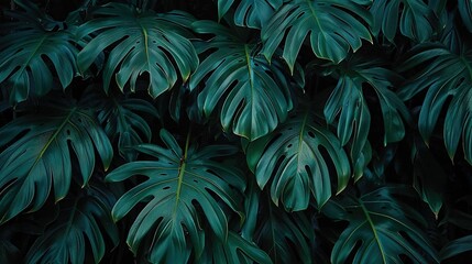 Wall Mural -   A close-up of a lush green plant with numerous dark green leaves adorning its sides