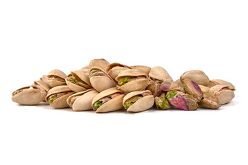 Wall Mural - Pistachio nuts, isolated on white background. High resolution image.