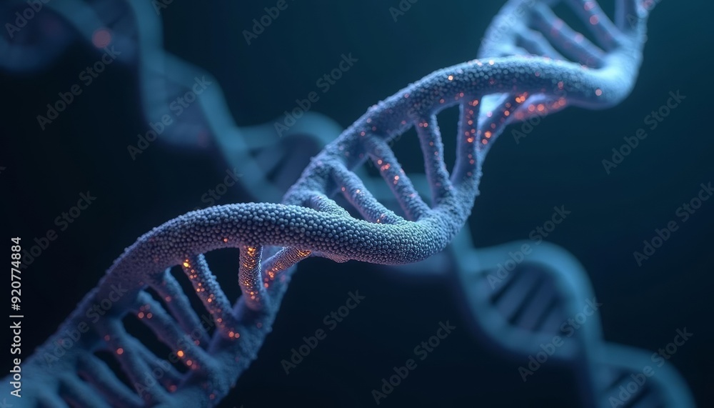 Illuminated DNA double helix a symbol of genetic code and molecular ...
