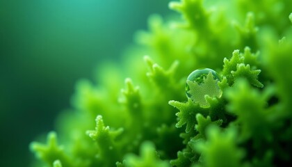 Canvas Print -  A single droplet of water on a vibrant green plant