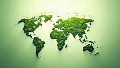  A vibrant green world map symbolizing global growth and environmental consciousness