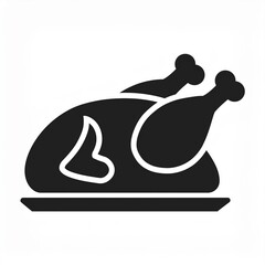 roasted turkey chicken black icon isolated on white