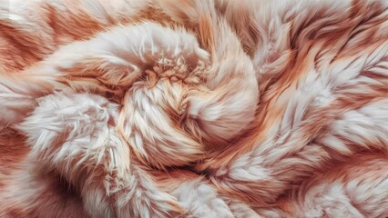 Wall Mural - A close up of a fluffy white and pink animal fur, AI