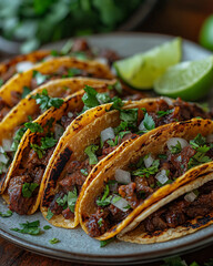 traditional tacos de barbacoa served with tender beef and garnished with fresh onions and cilantro