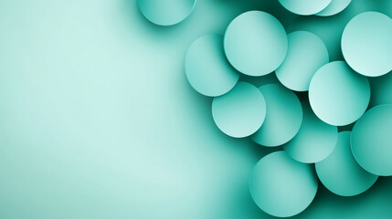 Sticker - Smooth gradient background fading from teal to soft green featuring abstract circles and triangles subtly floating and blending into each other 