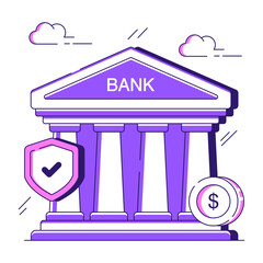 Poster - A colored design illustration of bank

