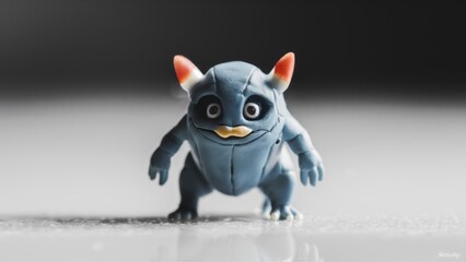 Sticker - A toy blue creature with orange eyes and a big nose, AI