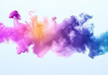 Wall Mural - The background is an abstract psychedelic pastel light background with clubs of neon smoke. An explosion, a burst of holi paint in various colors.