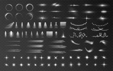 Wall Mural - light effects. christmas rays, shine, lines, glow, white garlands. glowing abstract isolated curved 