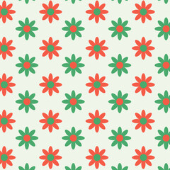 Wall Mural - Seamless pattern for Christmas.Flowers repeat pattern in green and red isolated on background.Vector graphic illustration.