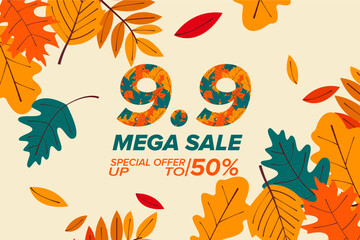 Wall Mural - 9.9 september sale background vector free