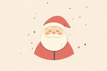 Smiling Santa Claus with festive stars on cream background