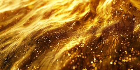 Poster - Vibrant golden waves beautifully illuminated by sparkling light, creating a mesmerizing and captivating visual effect