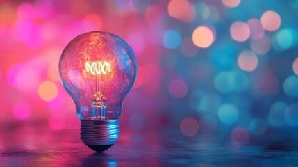 Wall Mural - a light bulb glowing brightly against a colorful backdrop, representing the birth of a smart idea in