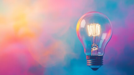 Wall Mural - a light bulb glowing brightly against a colorful backdrop, representing the birth of a smart idea in