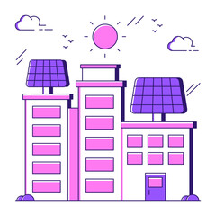 Poster - A flat design illustration of solar building

