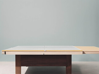 Wall Mural - A wooden table with a yellow top and a black base