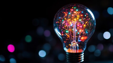 Wall Mural - a light bulb with colorful circuitry, symbolizing the innovation of smart ideas in tech-driven busin