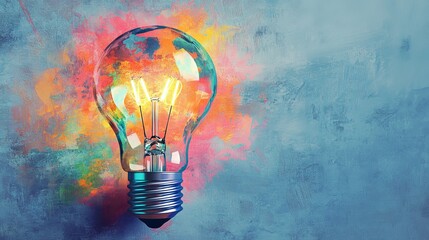 Wall Mural - a light bulb with colorful abstract layers, representing the depth of ideas in business