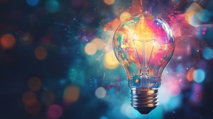 Wall Mural - a light bulb with colorful abstract designs, symbolizing the diversity of ideas in a business settin