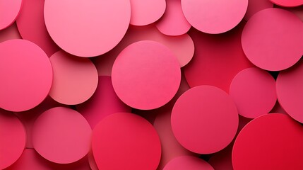 Poster - 3D Illustration of a Smooth Pink Surface with Overlapping Red Circles