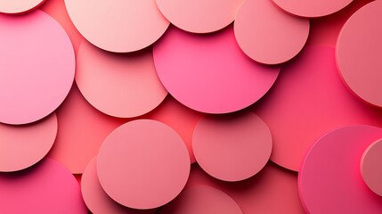 Poster - 3D Illustration of a Smooth Pink Surface with Overlapping Red Circles