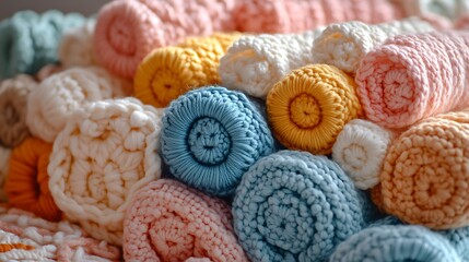 Poster - Background Made from Crocheted Fabric with Intricate Patterns in Soft Pastel Colors