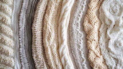 Poster - Background Made from Crocheted Fabric with Intricate Patterns in Soft Pastel Colors