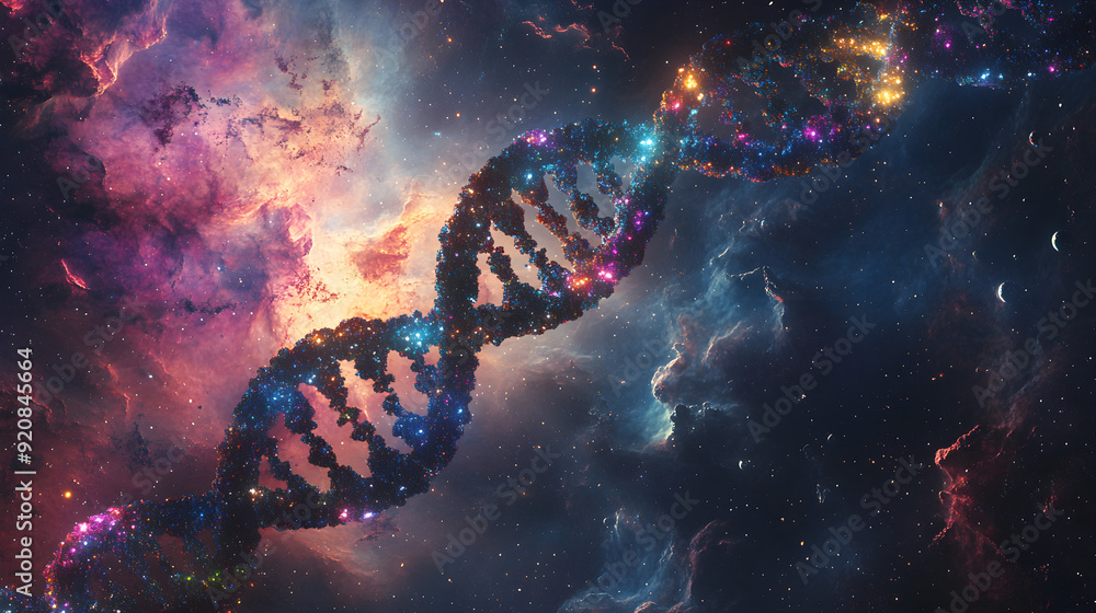 DNA Helix in Cosmic Space, Galactic DNA in Deep Nebula, Universe and ...