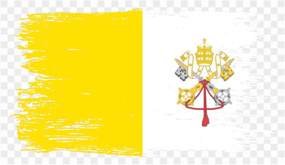 Poster - Vatican City flag brush paint textured isolated on png or transparent background. vector illustration  