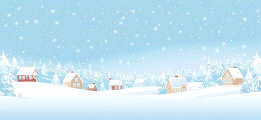 Wall Mural - seamless winter landscape background, simple flat vector illustration with a blue sky and snowy hills