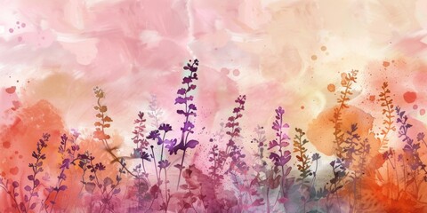  This exquisite watercolor illustration features delicate flowers in soft pastel colors, ideal for seasonal designs, elegant invitations, and creative projects needing charm and beauty