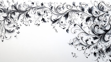 Poster - Background of Smooth Paper with Intricate Hand-Drawn Patterns in Black Ink