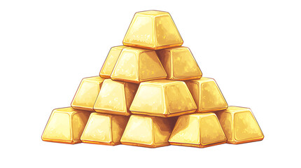 Piles of gold nuggets isolated on cut out PNG or transparent background. Cartoon illustration of golden slabs, mine or treasure cave design elements, amber yellow.