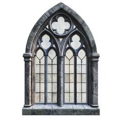 PNG Gothic arched window with intricate stone details