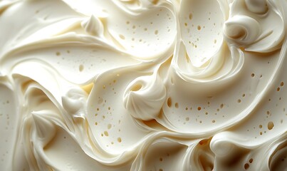 Poster - Background with Swirls of Moisturizing Cream, Smooth Texture in Subtle White and Beige Shades