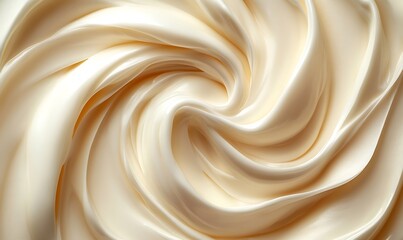 Poster - Background with Swirls of Moisturizing Cream, Smooth Texture in Subtle White and Beige Shades