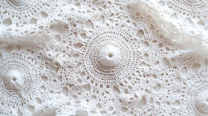 Poster - Background of Crocheted Doilies with Intricate Lace Patterns in Delicate White