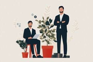 Wall Mural - Achieving Financial Freedom Through Passive Income Strategies and Diverse Revenue Streams - Minimalist Creative Flat Illustration