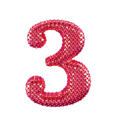 Poster - Pink ribbed symbol. number 3