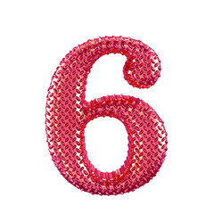 Canvas Print - Pink ribbed symbol. number 6