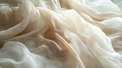 Poster - Background of Layered Fabrics in Chiffon and Burlap with Neutral Tones