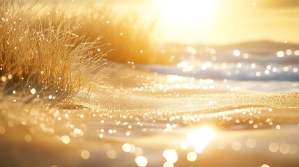 Poster - Background of Sunlit Sand Dunes with Soft Golden Tones and Gentle Ripples