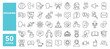 © M Design - Set of 50 line icons related to speaking, language, communication, speech, dictionary, talking, consultation, conversation, Editable stroke. Vector illustration