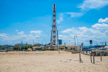 Wall Mural - A view inland from the beach at Rimini, Italy in summertime